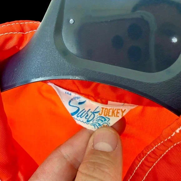 Vintage 60's Surf Jockey Orange Windbreaker Zip Up Jacket Talon Zipper Large - Picture 4 of 9